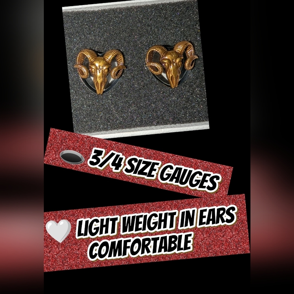 Gold Ram Skull 3/4 Gauges